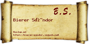 Bierer Sándor névjegykártya